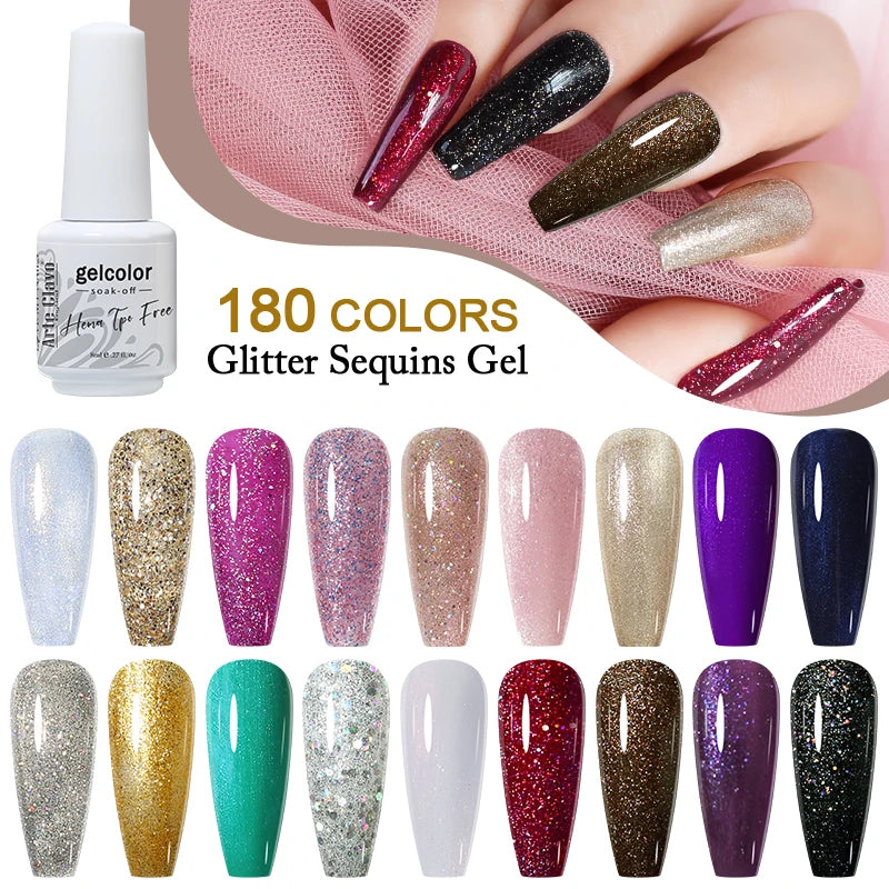 Arte Clavo Glitter UV Gel Nail Polish Sequin Series Colorful Soak Off Qme