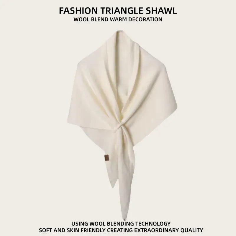 Winter Women Shawl Wraps Cardigan Cape Wool Blend Triangle Scarf Qme Beige