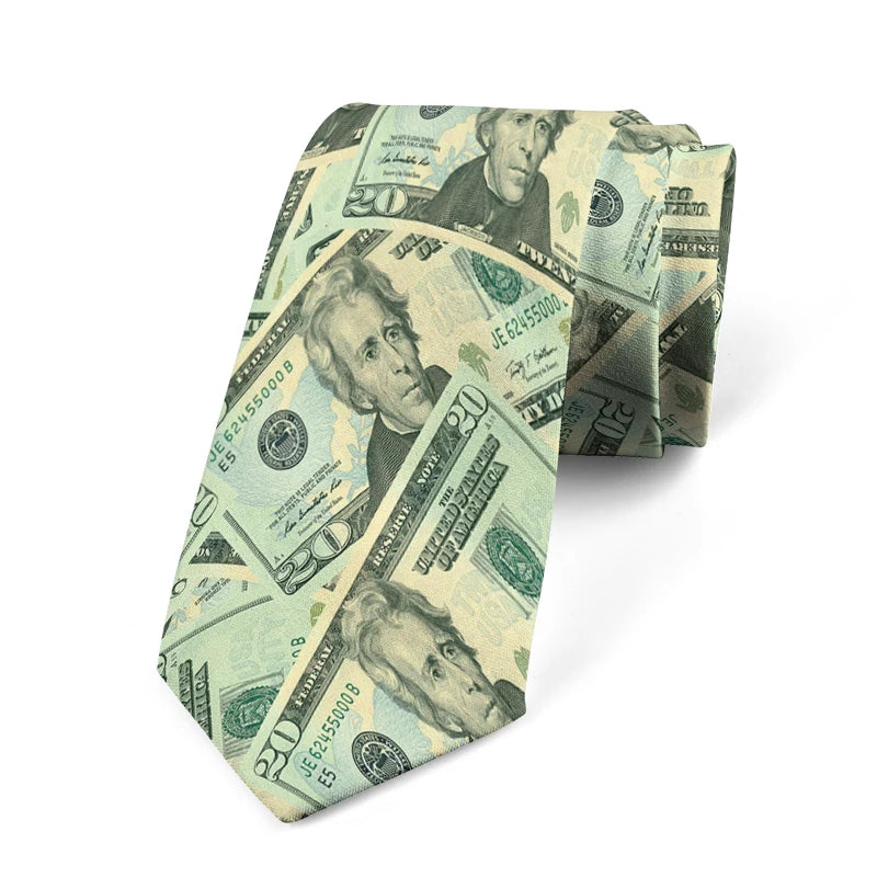Interesting dollar pattern printing 8 cm wide tie fashion business shirt tie Pascual men's tie tie birthday gift Qme style3