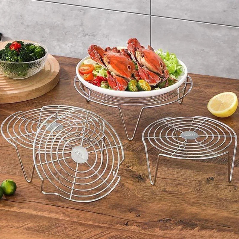 Stainless Steel Steamer Rack Multifunction Pot Steaming Tray Dumplings Eggs Grill Stand Kitchen Tableware Cooking Utensils Qme