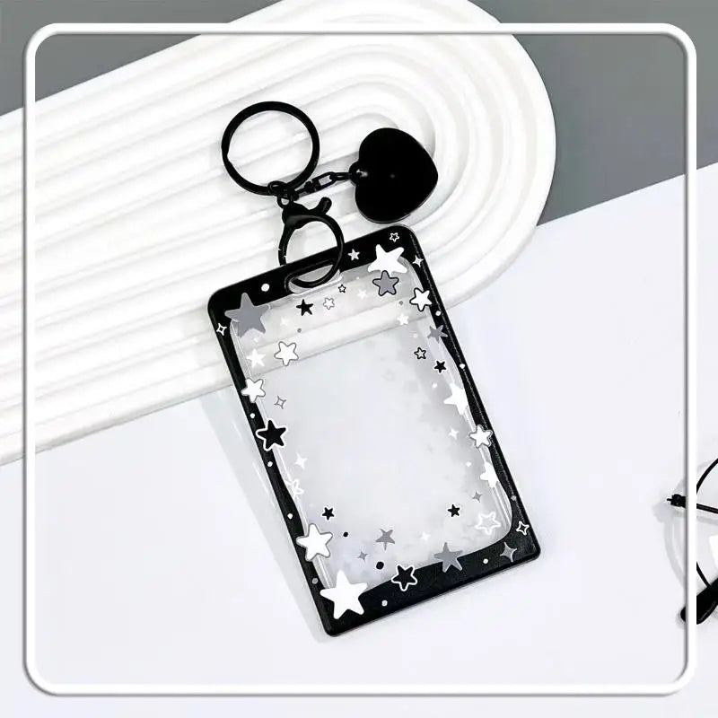 Star Sliding Cover Card Holder Transparent Portable ID Protector Kpop Qme A19