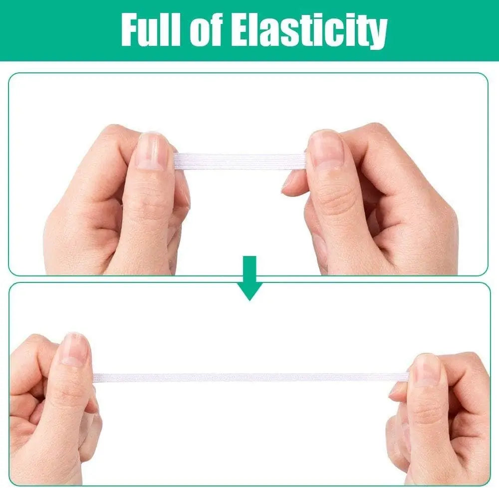 160 Yards White Flat Elastic Band Heavy Stretch High Elasticity Knit Elastic Band for Sewing Crafting (3mm) Qme