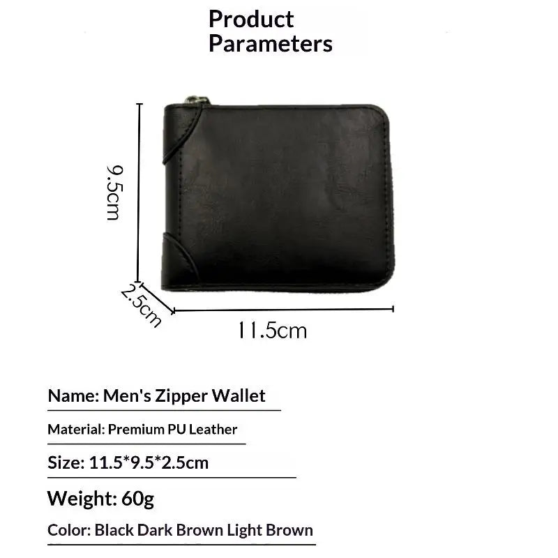Men Wallets Leather Zipper Purse Man Slim Card Horders Male Short Qme