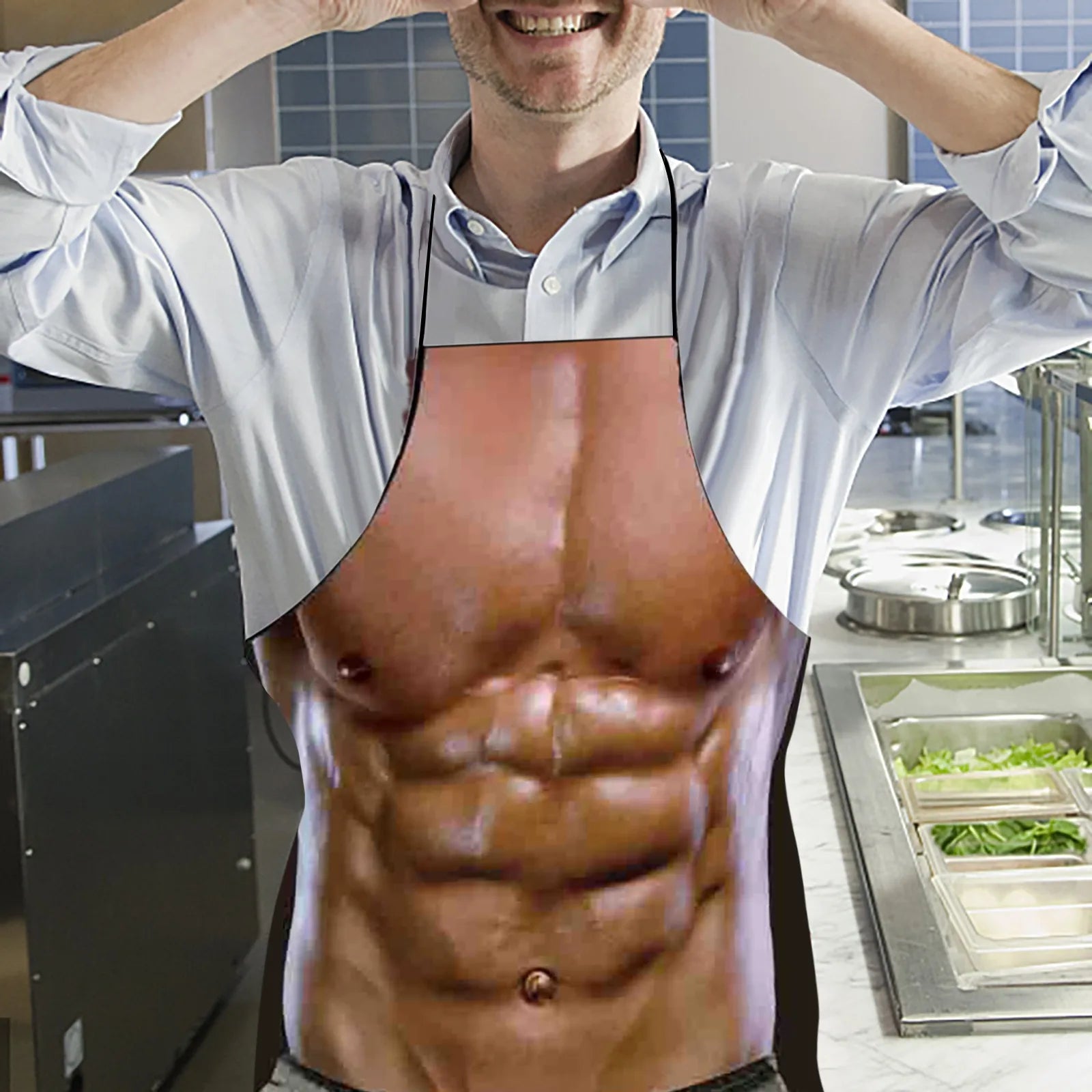 Fun Men's Cooking Carbecue Apron Home Multipropose Baking Cleanning Accessories Creative Muscle Prank Holiday Gift Qme