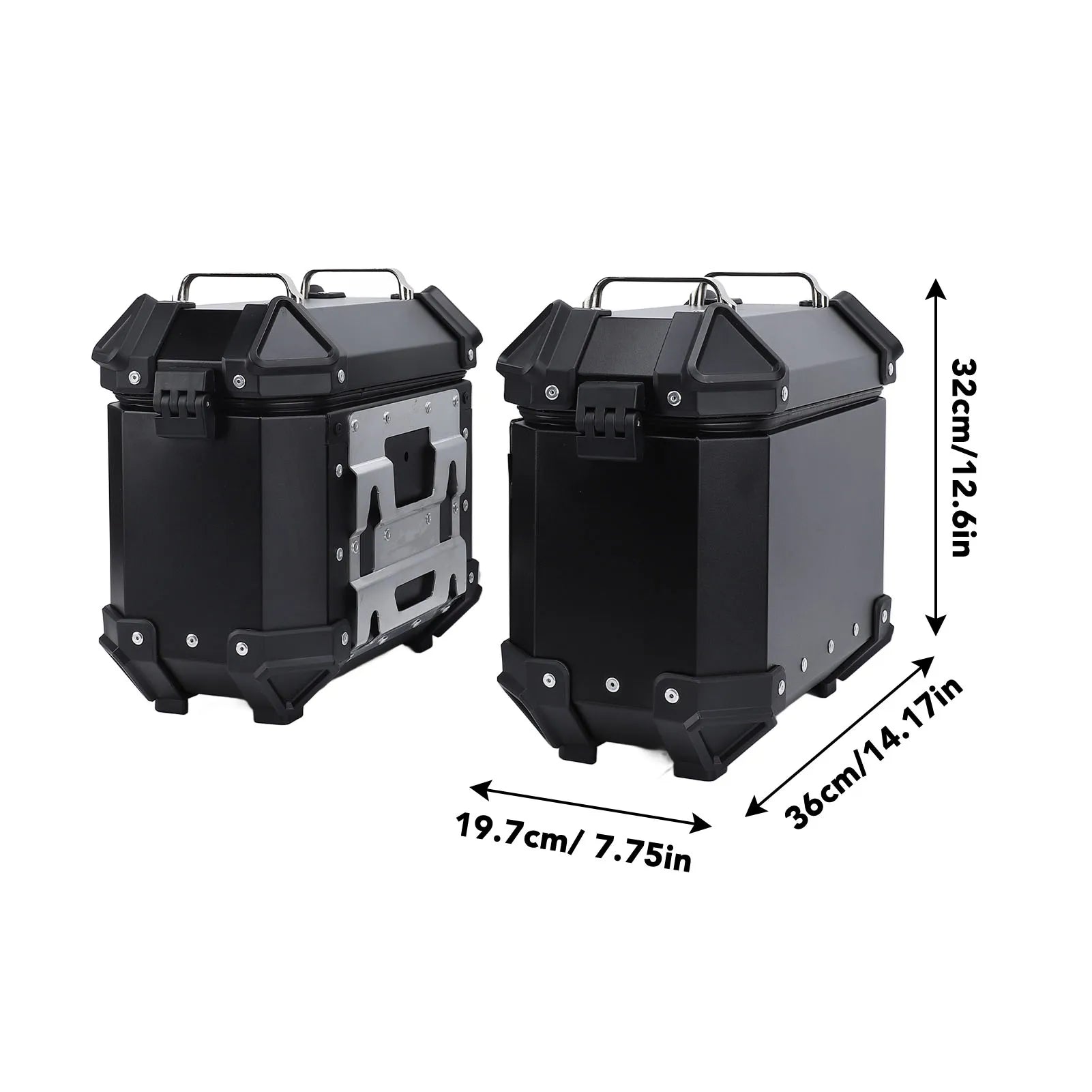 18L Motorcycle Side Case Aluminium Alloy Motorbike Hard Side Saddlebag Box with Safety Lock and Handle for Helmet Luggage Qme