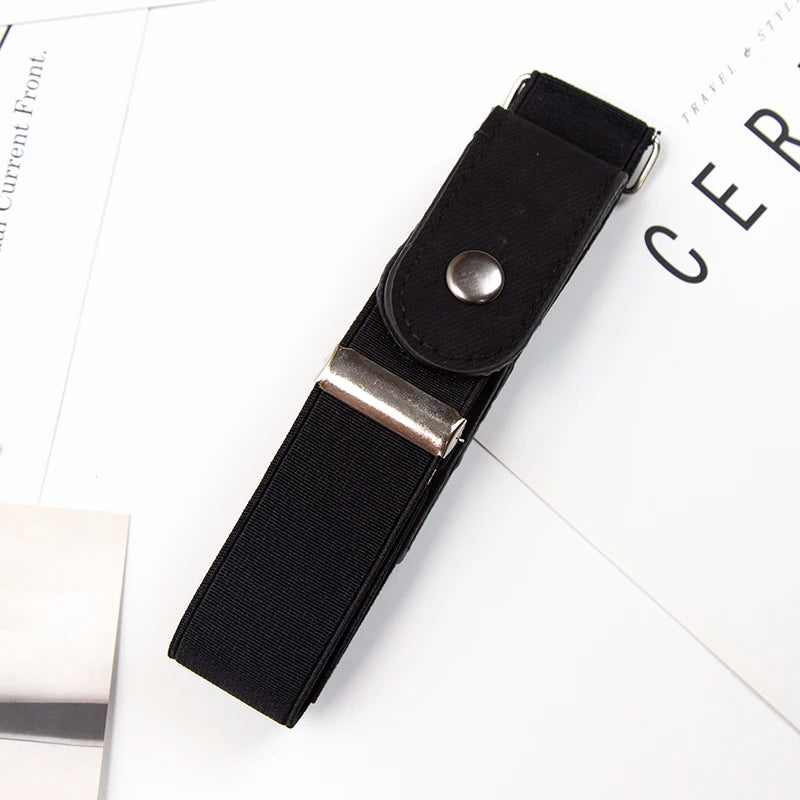 Buckle-free Elastic Invisible Belt Jeans Leather Lazy Without Buckle Qme