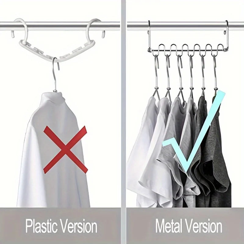 Maximize, Organize & Save Space: 2/4pcs Stainless Steel Cascading Hangers, 12 Slots - Perfect for Efficient Closet Organization Qme