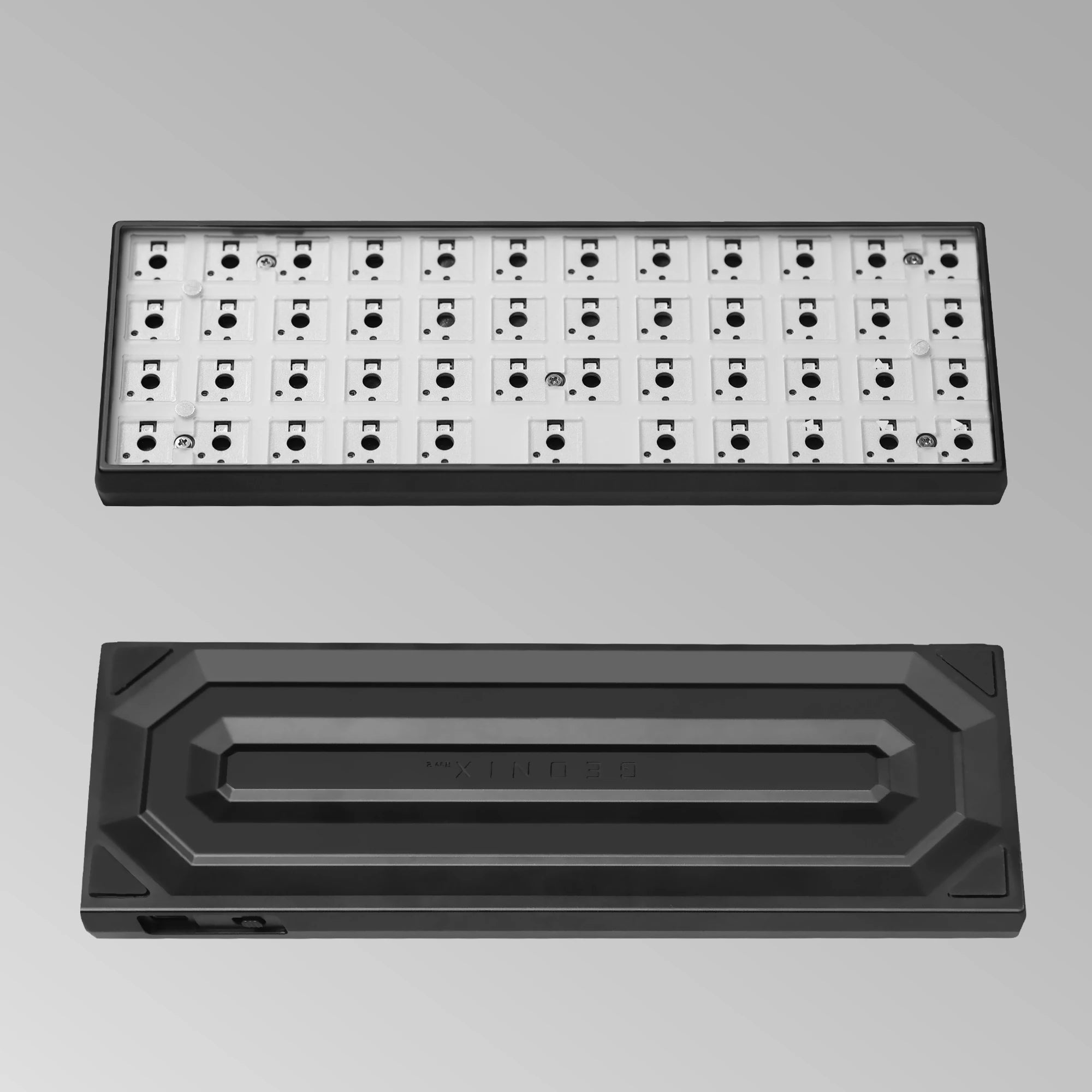 Chosfox Geonix48 Rev.2 Low Profile Keyboard Three Mode Portable Mechanical Keyboard Kit Support QMK/VIA For MX and Choc Switch Qme Black KIt Single Mode