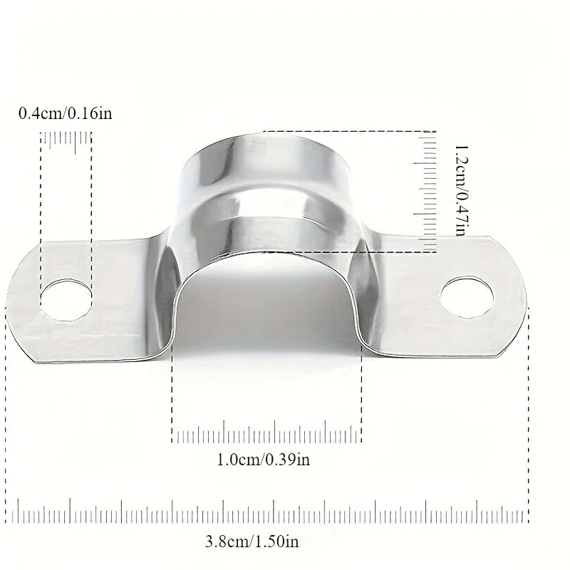 50pcs Double hole U-shaped bracket 304 stainless steel rigid pipe clamp heavy-duty pipe tension clamp Qme
