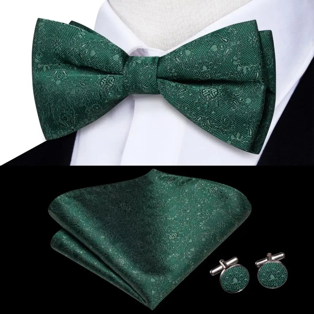 Sage Mint Grass Teal Green Mens Bow Tie Hankerchief Cufflinks Qme LDLH2526