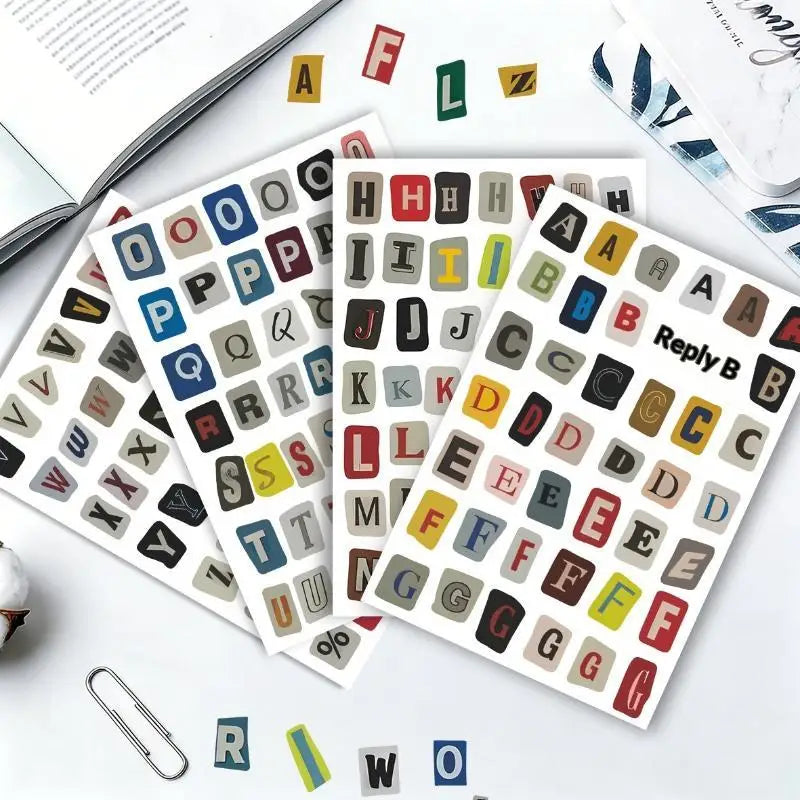 Vintage English Alphabet Stickers Self-adhesive Easy Peel Decals 100+ Qme E