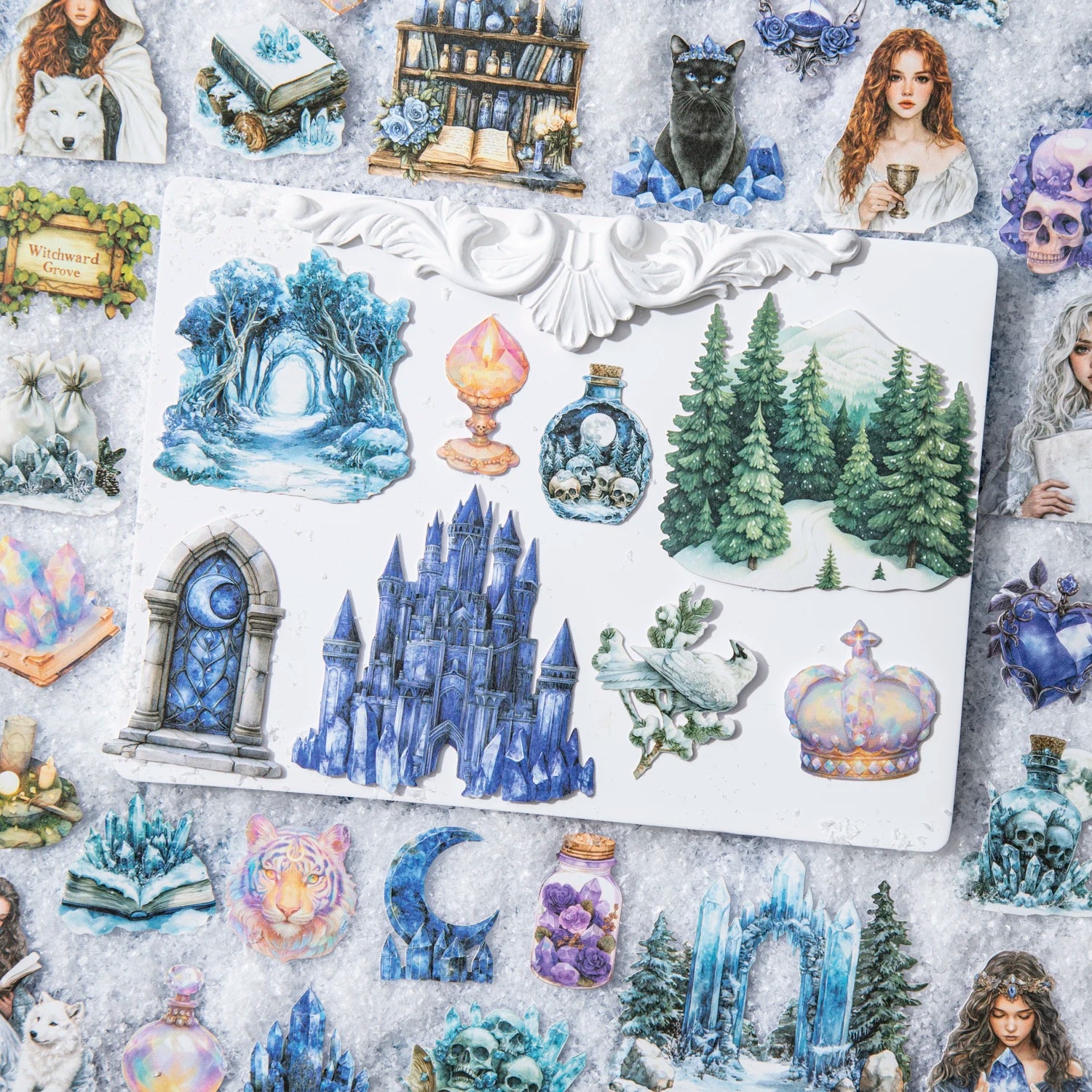 25 Sheets Magical Winter Theme Landscape Scenery Stickers for DIY Craft Scrapbook Guitar Phone Case Notebook Decoration Qme