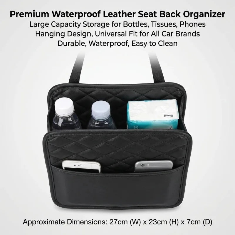 Multifunctional Leather Storage Bag Car Seat Garbage Suitable Most Qme