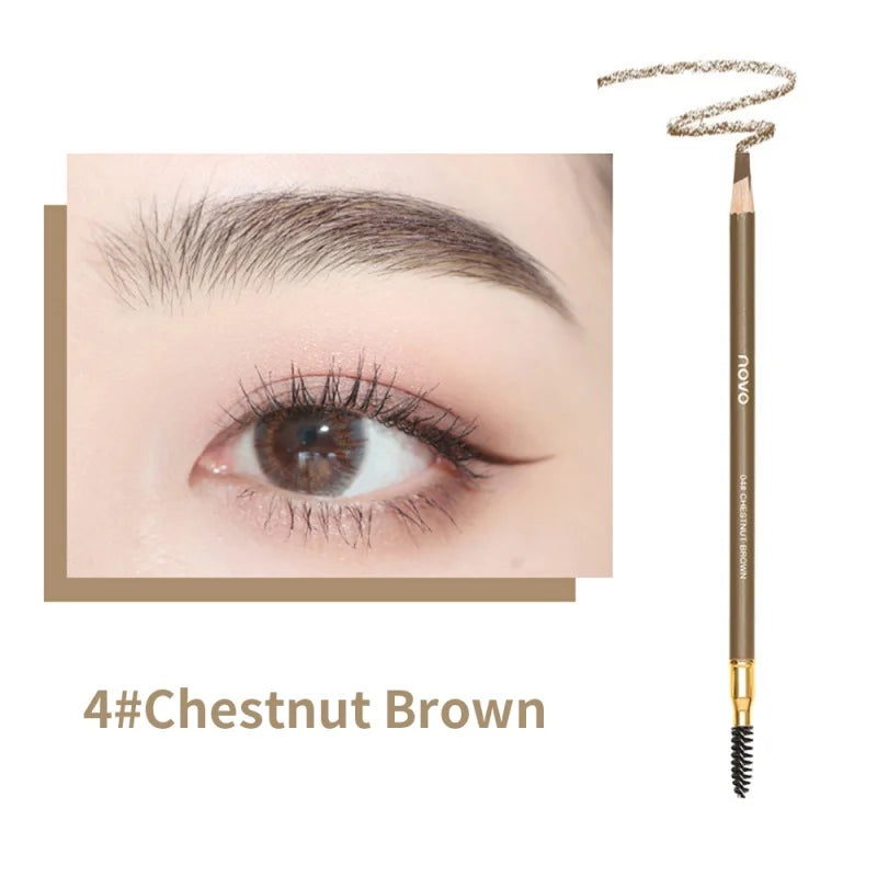 Wild Line Eyebrow Pencil High Quality Pull Eyebrow Pencil Waterproof Hard Core Flat Head Pencil White Black Leather Makeup Pen Qme Color-4
