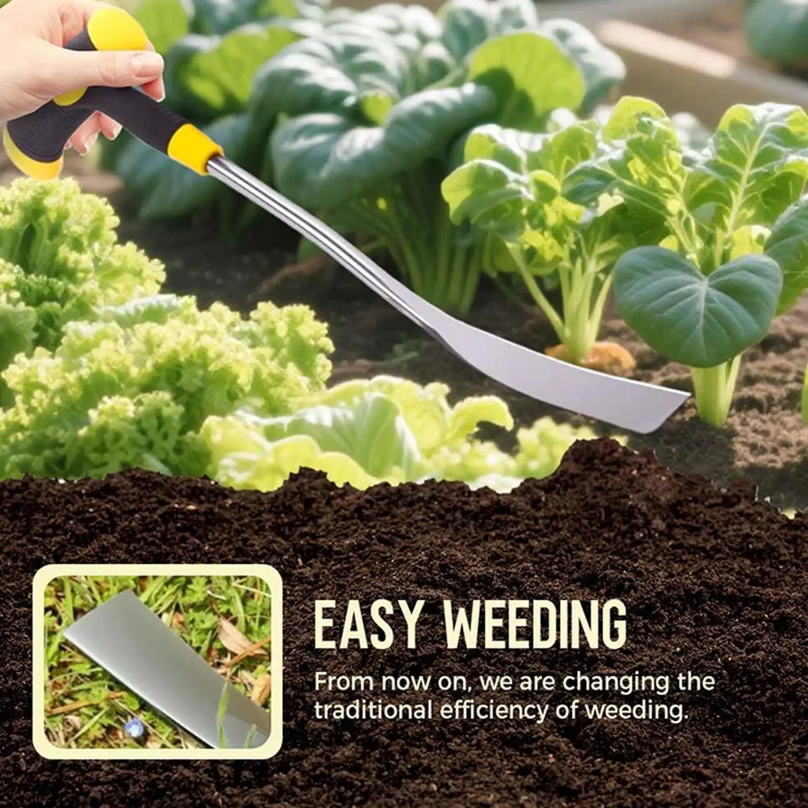Grass Puller Tool Manual Removal Handle Heavy Duty Uprooting Weeding Qme