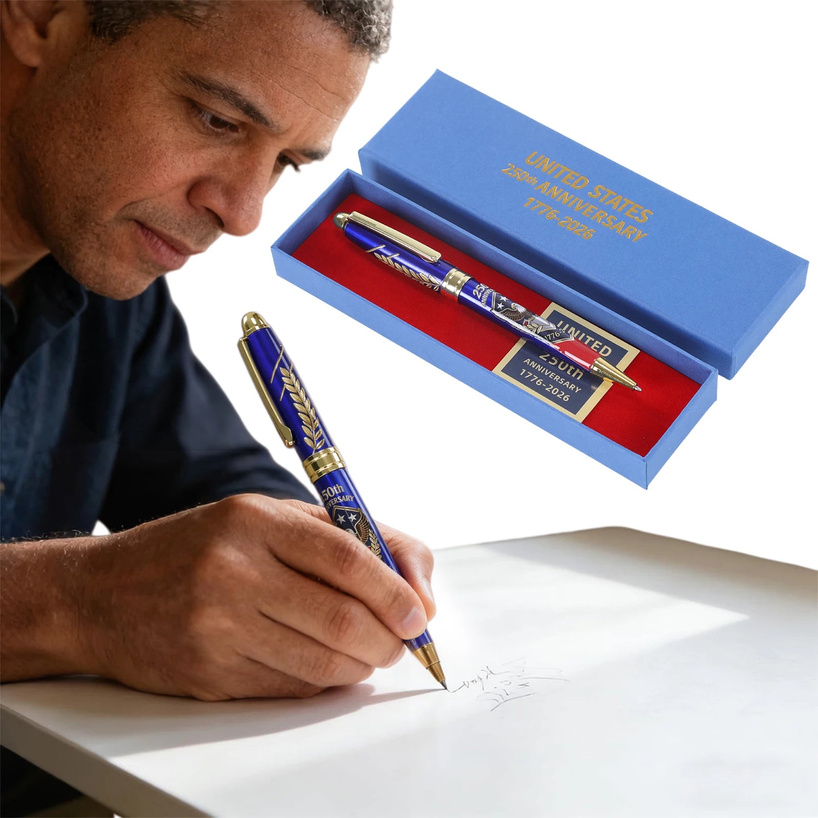 250th Anniversary Commemorative Ballpoint Pen 1776-2026 Commemorative Collector Pen for Men Lawyers History Buffs Qme