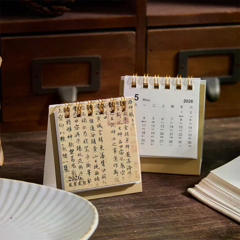 2026 Mini Simple Calendar Small Desk Creative Coil Planner Desktop Qme