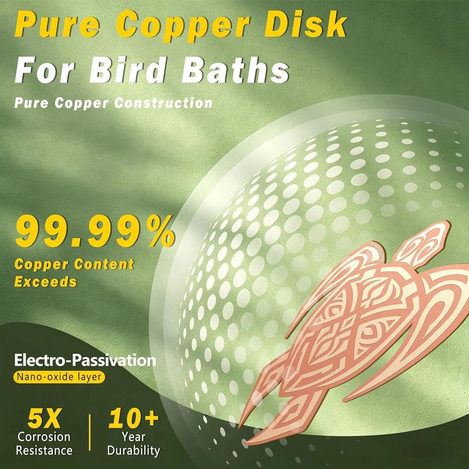 Bird Bath Copper Disk Water Cleaning Maintenance Plate Purification Qme