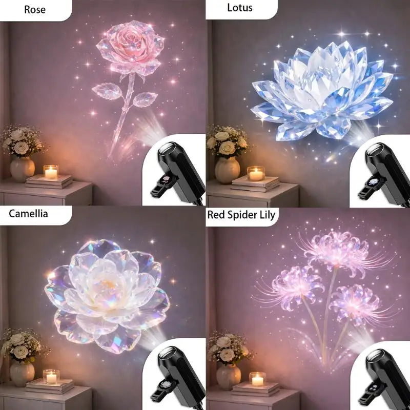 10 Patterns Dreamy Floral Pattern Projection Light Room Wall Ceiling Qme