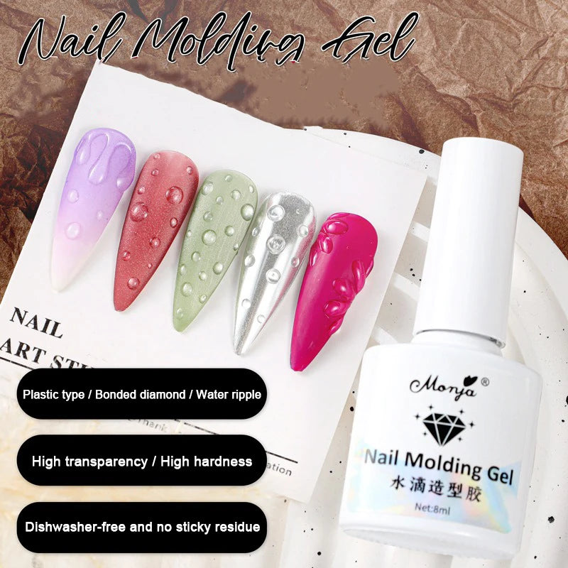 8ml Aqua Drop Sculpting Gel, No Wipe Water Beading 3D Nail Art Gel, UV LED Curable High Gloss Transparent Modeling Nail Gel Qme