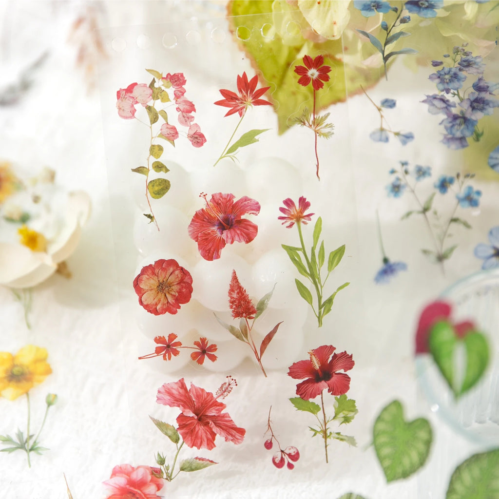 50 Sheets Vintage Flower PET Sticker Book DIY Diary Sticker Decoration Plant INS Album Scrapbooking Kawaii Stationery Stickers Qme
