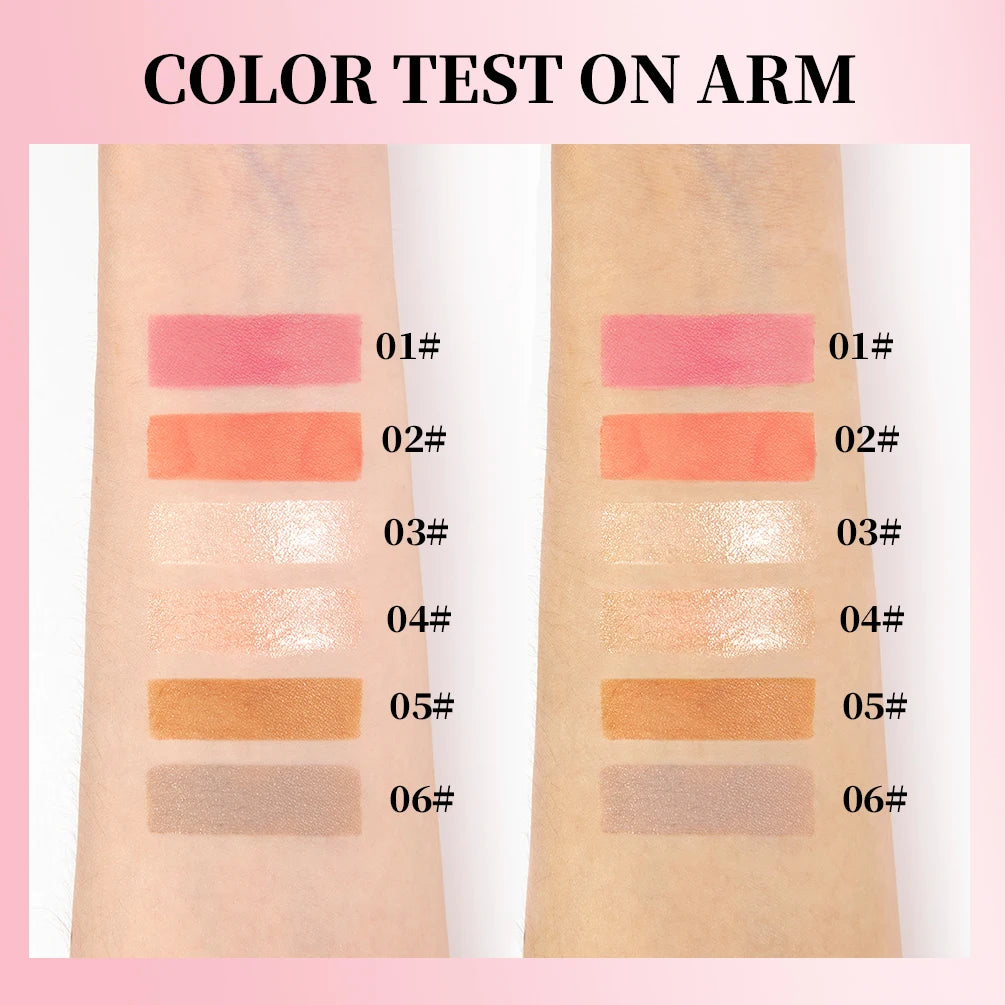 QIBEST Matte Face Liquid Blusher Smooth Cheek Eye Blush Highlighter Multi-Use Stick Rouge Lasting Liquid Contour Bronzer Makeup Qme