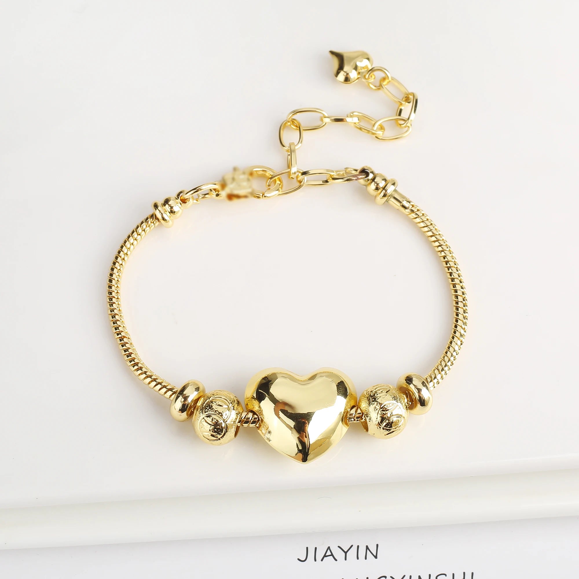 Sweet Romantic Glossy Heart Shape Snake Bone Chain Bracelet Adjustable For Women Wrist Jewelry Engagement Wedding Party Gifts Qme 5