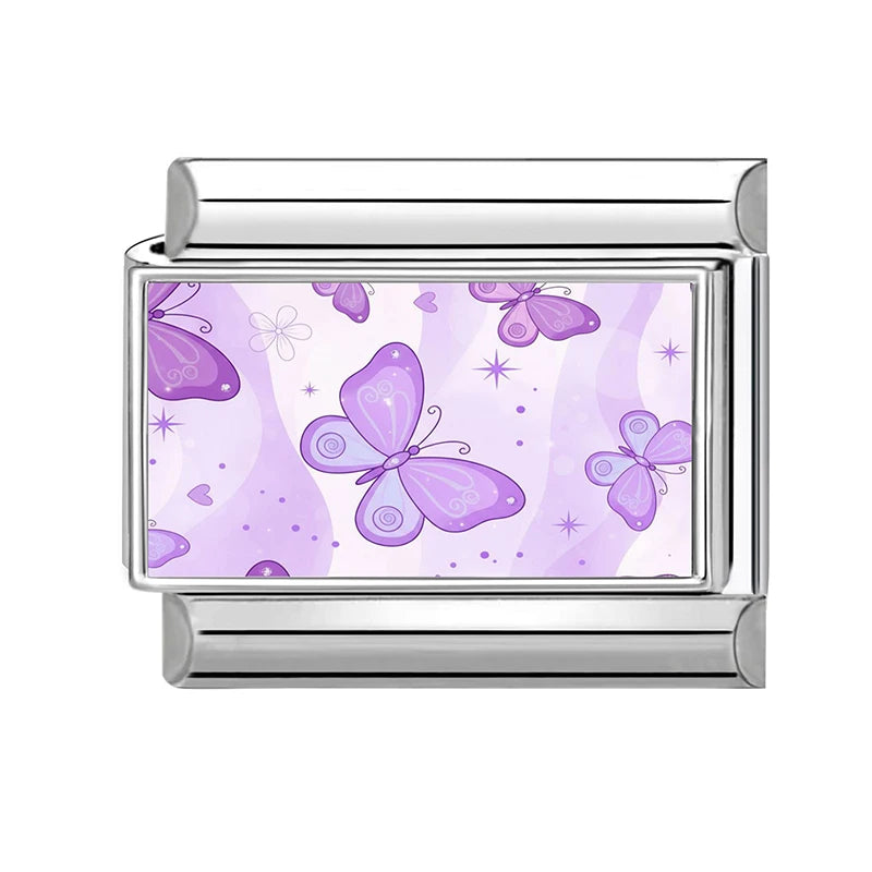 Fashion Purple Series Flowers Cats Dogs Pet Italian Charms Fit