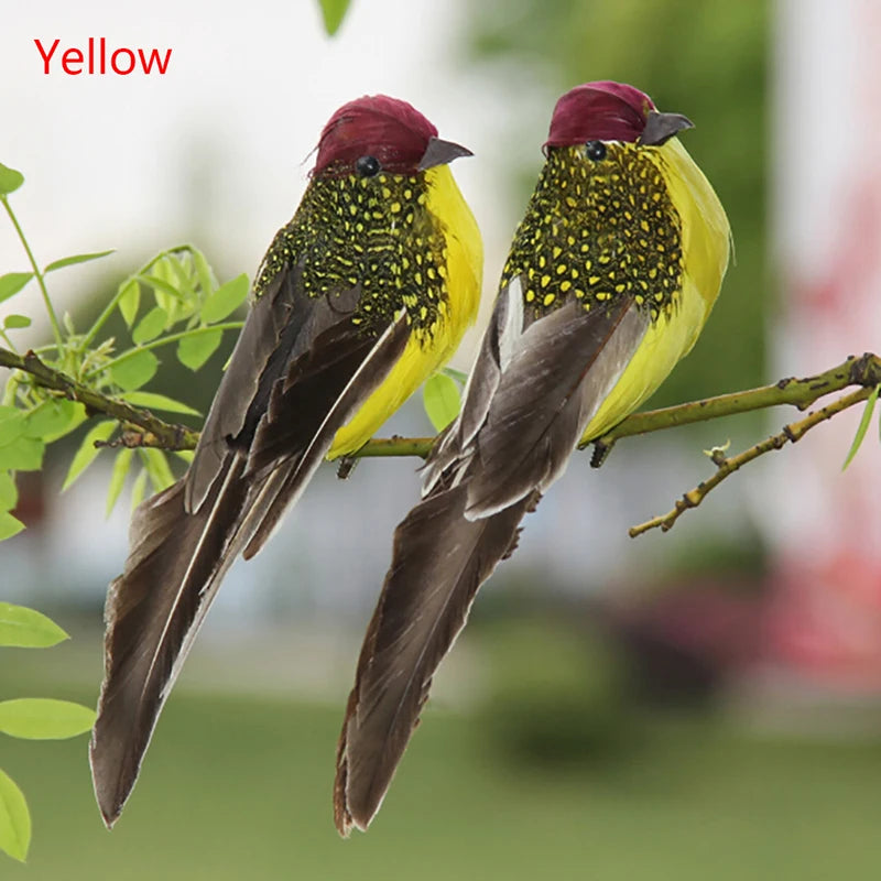 1Pcs 3D Fake Craft Birds Artificial Foam Feathers Birds Home Garden Wedding Birthday Party Home Decor Fake Sparrow Qme Yellow
