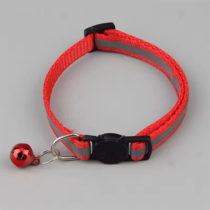 Reflective Split Type Cat Collar Colored Cat Collar Pet Kitten Product Suitable for Cats to Wear When Going Out Qme Red 1pcs