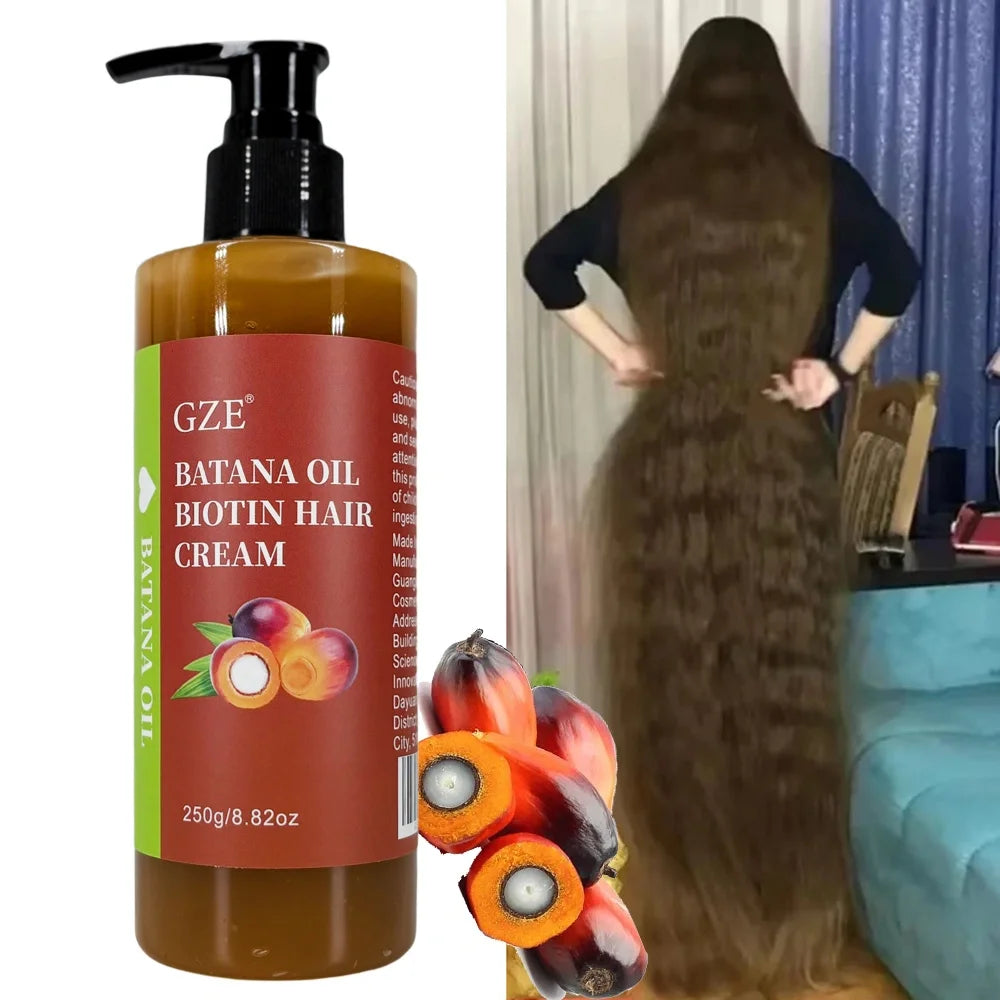 GZE Batana Oil Biotin Hair Cream Strong Hair Anti-Breakage Repair Split Ends Silky For Dry Hair Qme