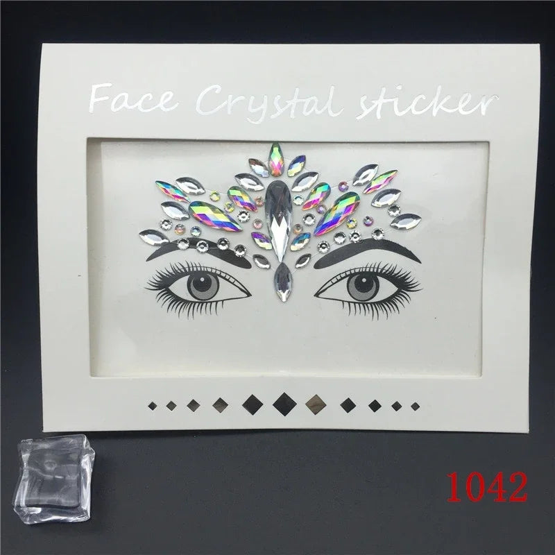 Face Gems Rhinestone Temporary Tattoo Jewels Festival Party Body Eyes Glitter Stickers Flash Mermaid Temporary Tattoos Sticker Qme 1042