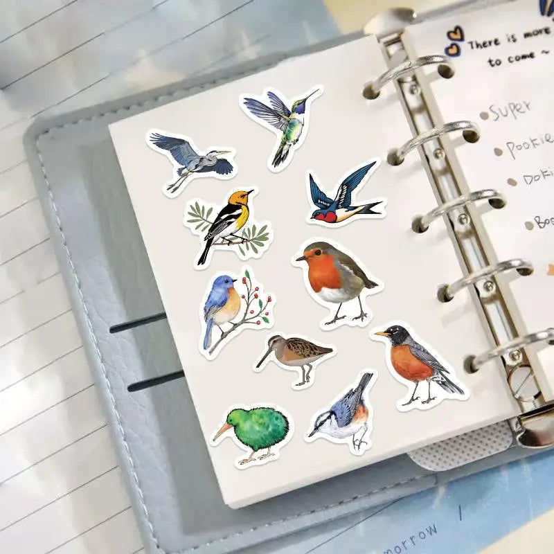 500pcs/roll Bird Roll Stickers Phone Scrapbook Envelope Gift Water Cup Guitar Skateboard Notebook Waterproof Decorative Qme