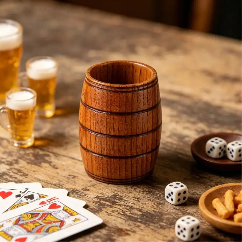 1Pcs Keg Shape Beer Tea Coffee Milk Water Cup Wooden Kitchen Bar Pub Drinkware For Home Party Camping Qme