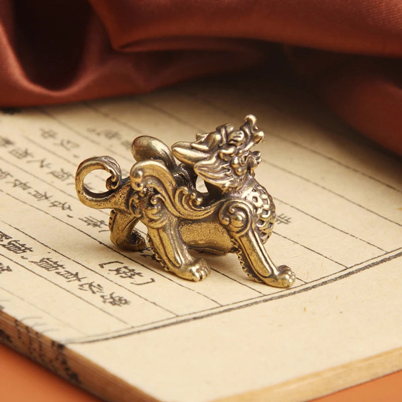 Luck Animal Decor Prosperity Yao Pi Good Ornament Qilin Dragon Qme Bronze