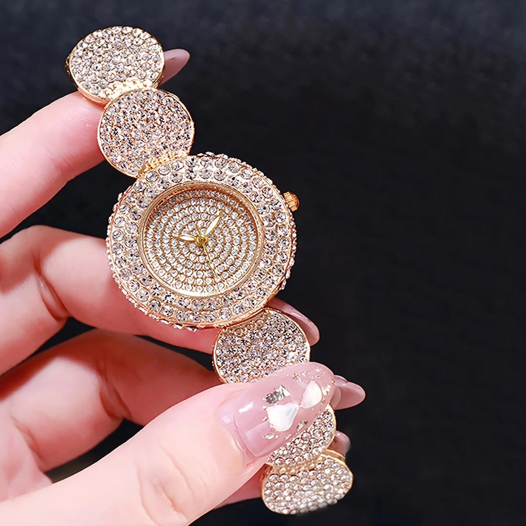 Women's Watch Luxury Rhinestone Quartz Bracelet Watch Sparkling Fashion Analog Party Dress Wrist Watch Qme