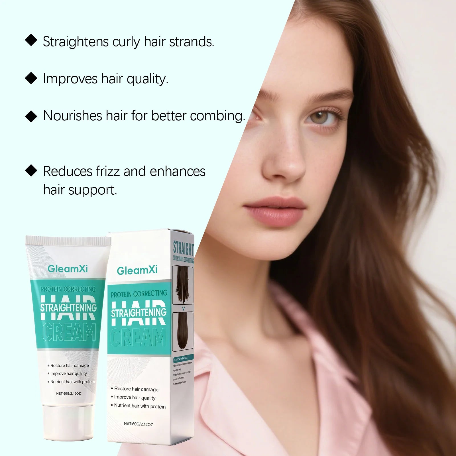 Hair Straightening Cream Nourish Dry Damaged Protein Correction Qme
