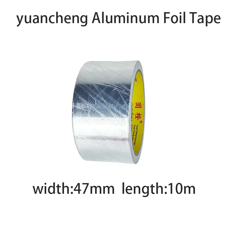 1Roll High Temperature Resistant Aluminum Foil Tape, Waterproof and Oil-proof, Flame-retardant and Sun-proof, Hand-tearable Qme width-47mm 10M