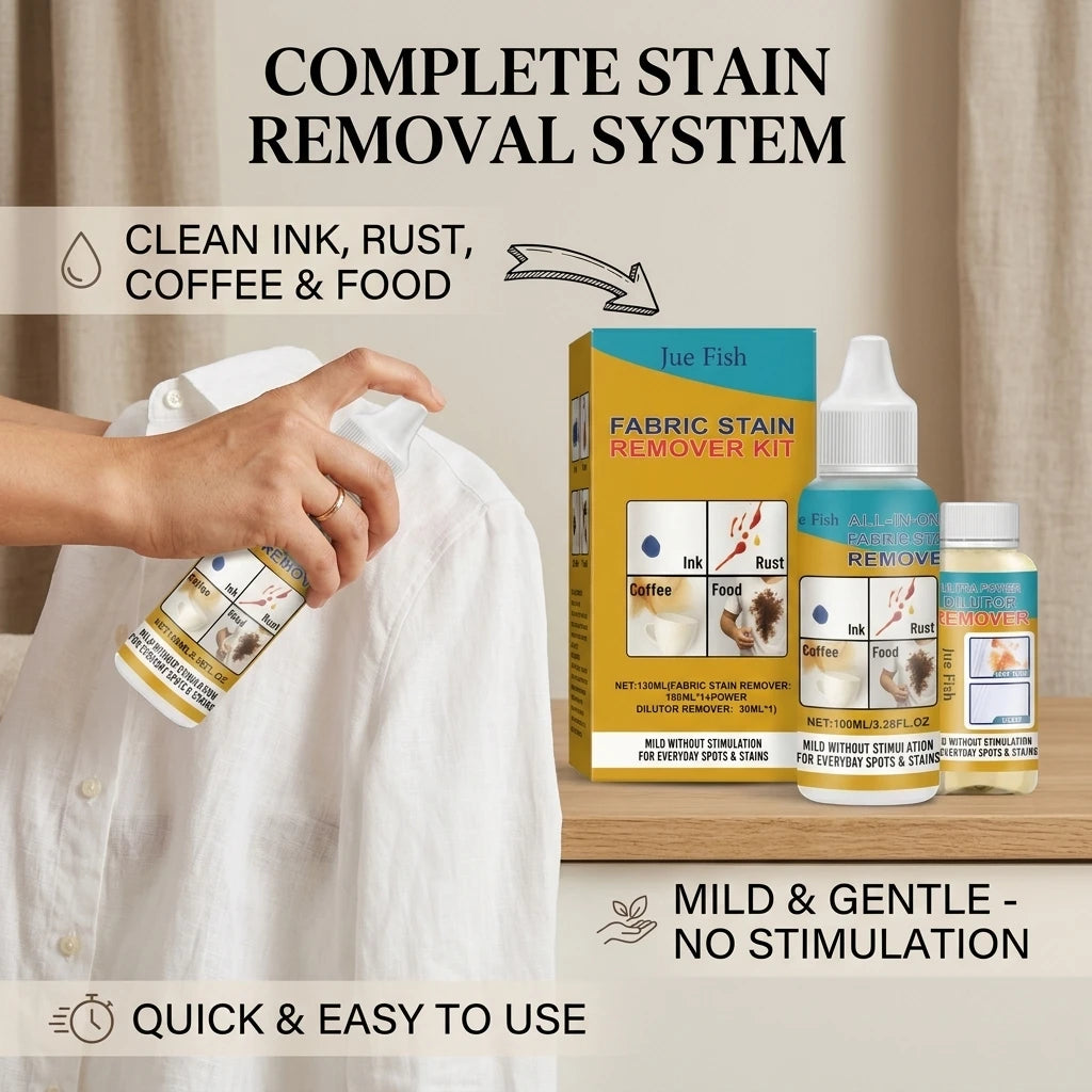 Fabric Stain Removing Kit Dissolves Stubborn Oil Stains Quick-Drying Long-Lasting Protection Gentle Formula Clothes Spot Cleaner Qme