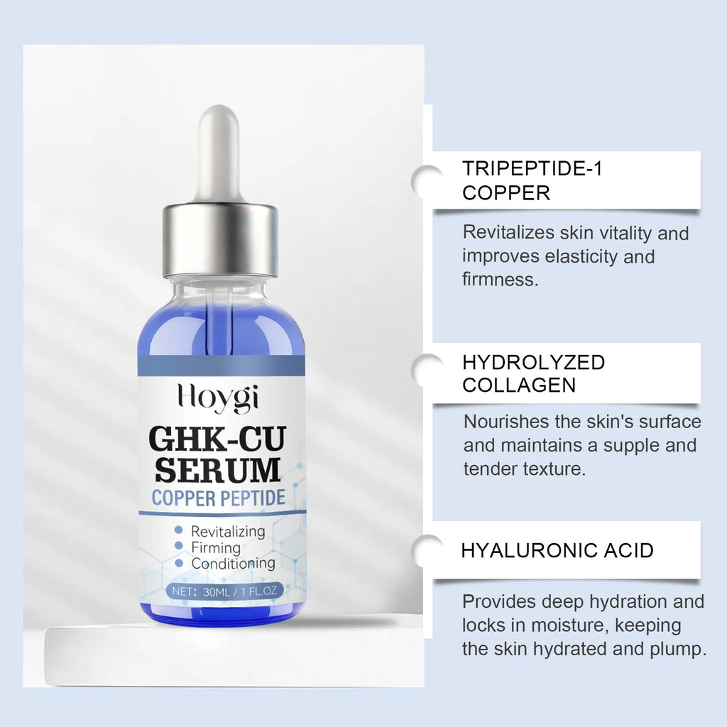 Copper Peptide Serum Anti Aging Face Serum Firming Lifting Fade Fine Lines Pore Shrinking Moisturizer Hyaluronic Acid Skin Care Qme