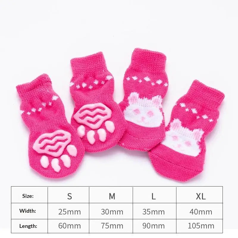 Cartoon Pet Cat Dog Floor Anti-slip Socks Prevent Scratching Dirt Qme H S