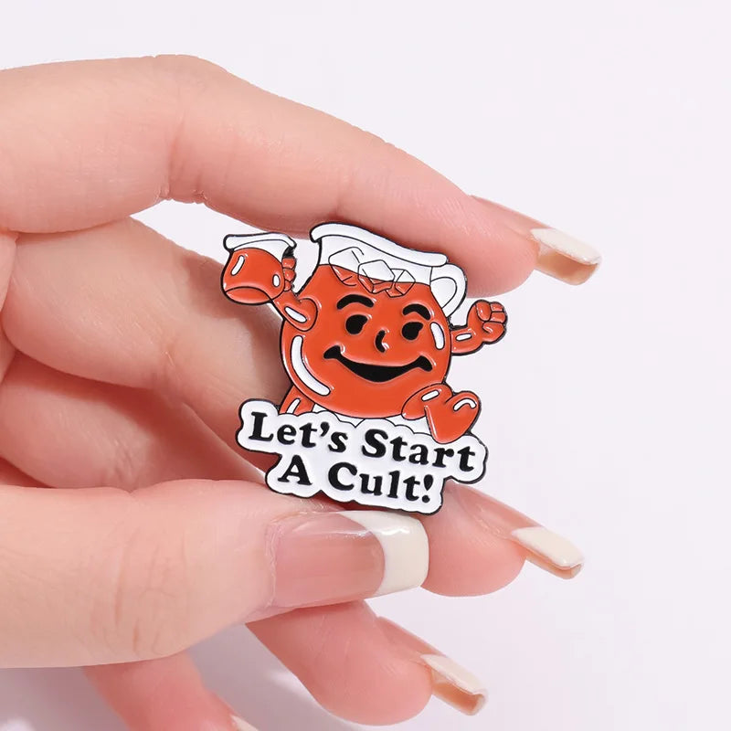 Cartoon Cute Brooch Let's Start A Cult Enamel Pins Funny Metal Decorative Brooch Backpack Lapel Badge Jewelry Wholesale Qme