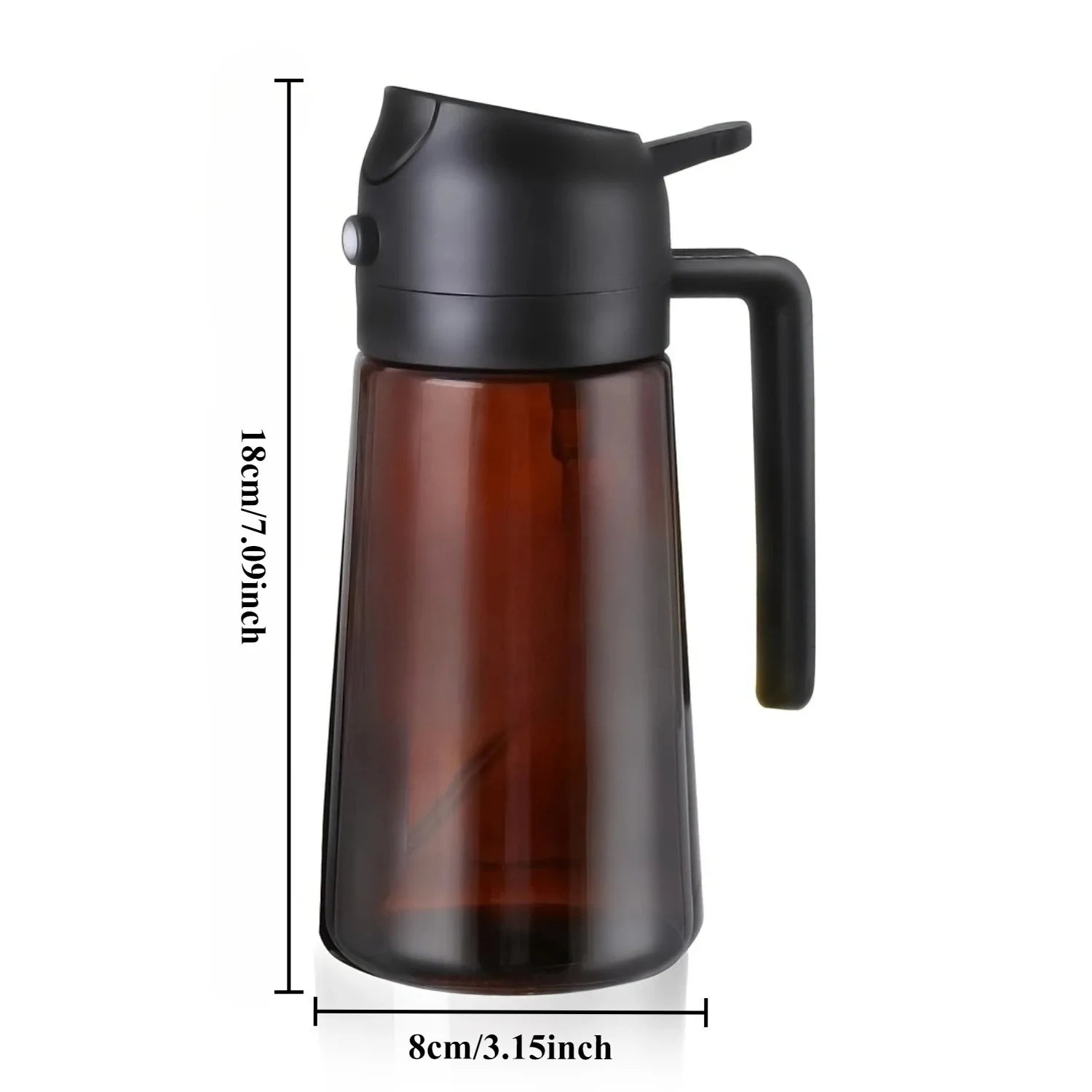 2-in-1 Light Blocking Brown Oil Sprayer Cooking Olive Dispenser Qme Black Cap