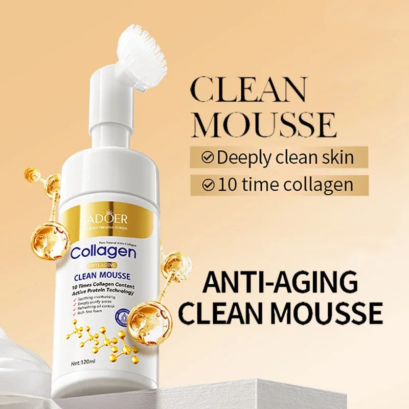 SADOER Collagen Facial Cleanser Mousse Deep Cleansing Skincare Qme