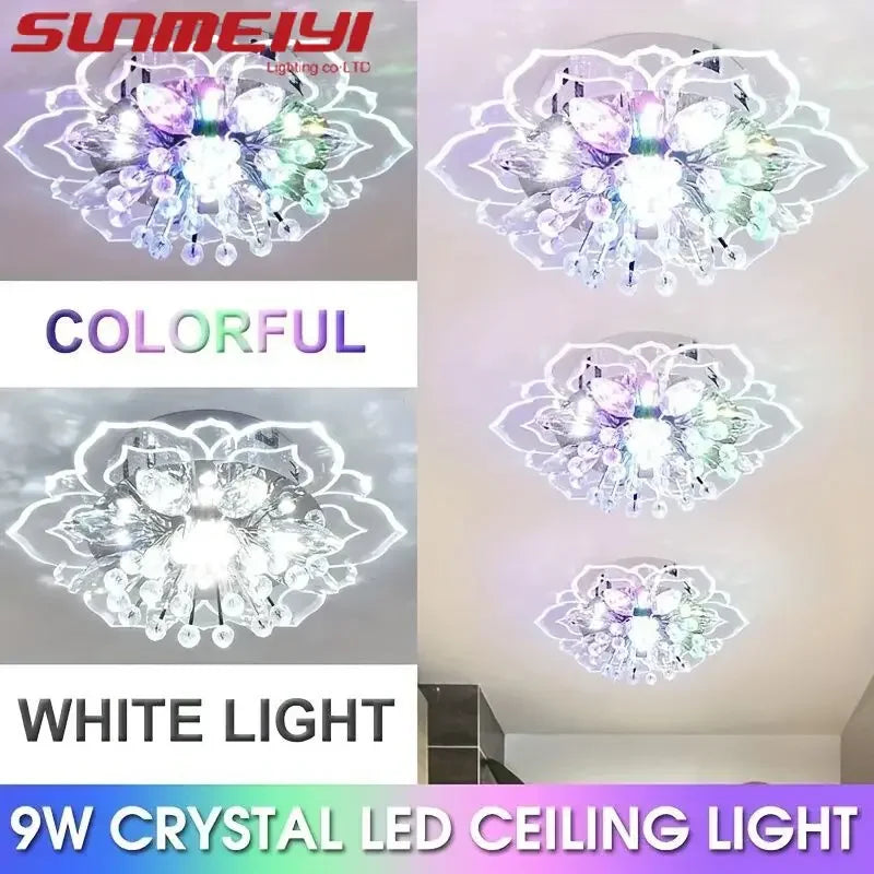 20cm LED Crystal Ceiling Light Modern Flower Shape Ceiling Lamp Hallway Living Room Lamp Bedroom Kitchen Corridors Aisle Light Qme