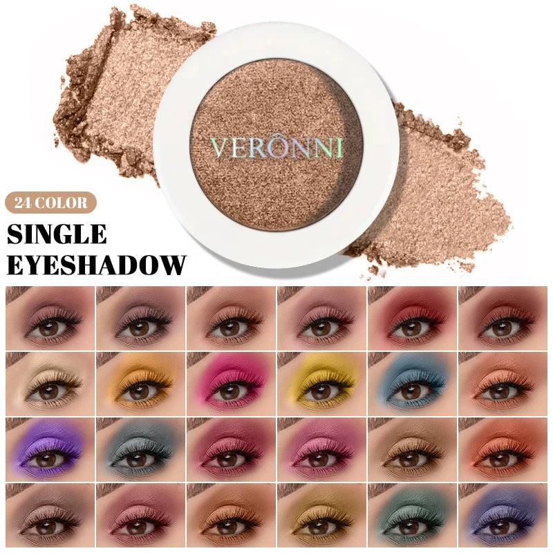 VERONNI Single Eyeshadow Matte Shimmer Glitter Pigment Waterproof Qme