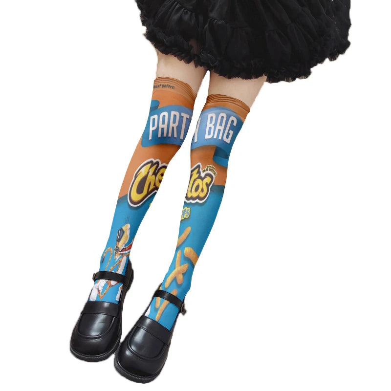 Fun Snacks Food Women's Stockings Skateboard Teen Harajuku Fashion Qme style10 One Size