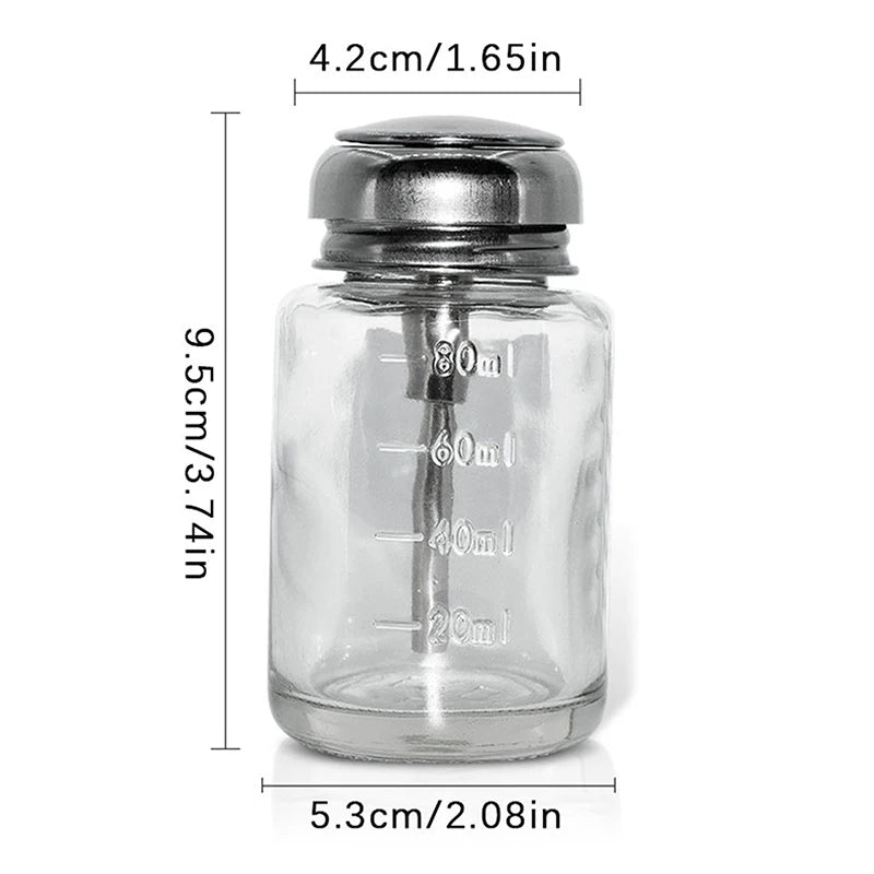 Push-down Glass Pump Dispenser Clear Refillable Bottle Nail Polish Qme