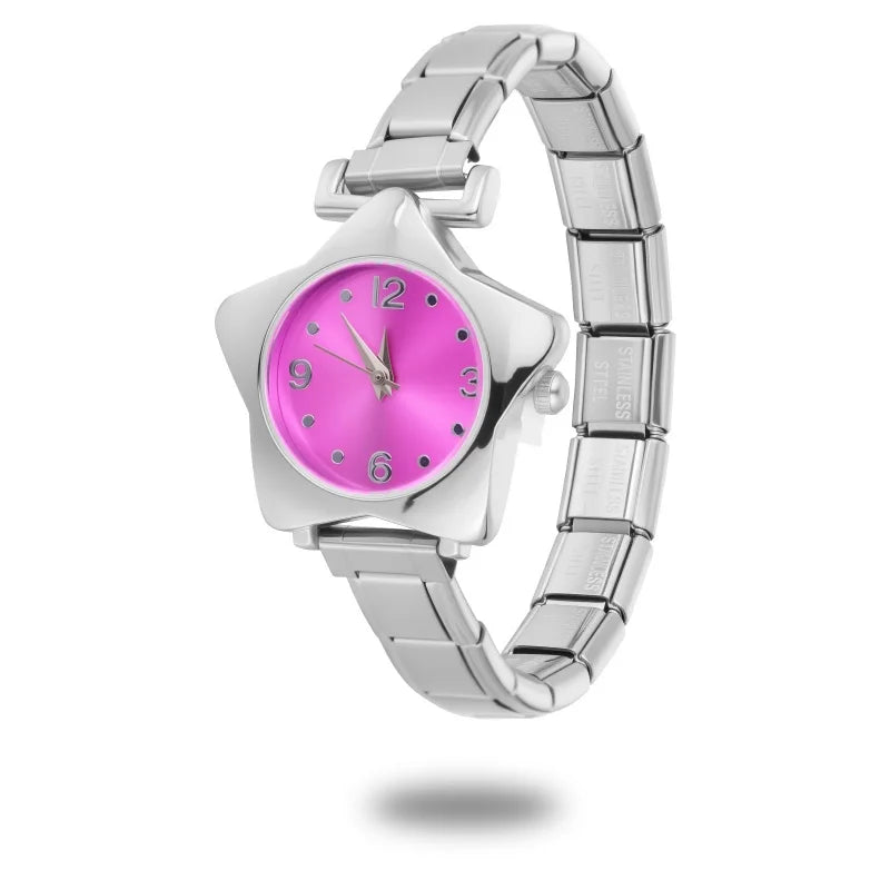 Gold Retro Simple Men Women's Watch Stainless Steel Strap Star Dial