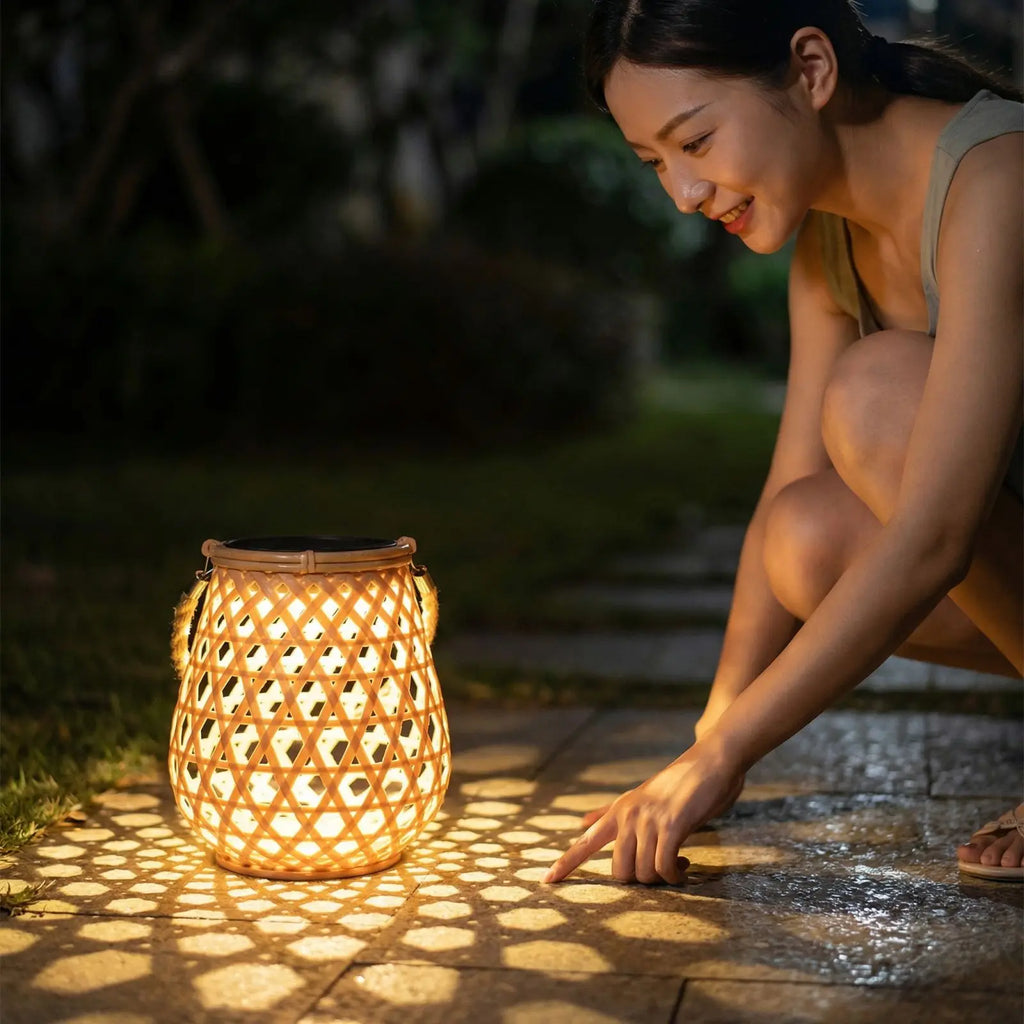 Hand-Wove Rattan Lamp Cover Vintage Chandelier Home Living Room Teahouse Garden Lampshade Pendant Light Decoration Qme